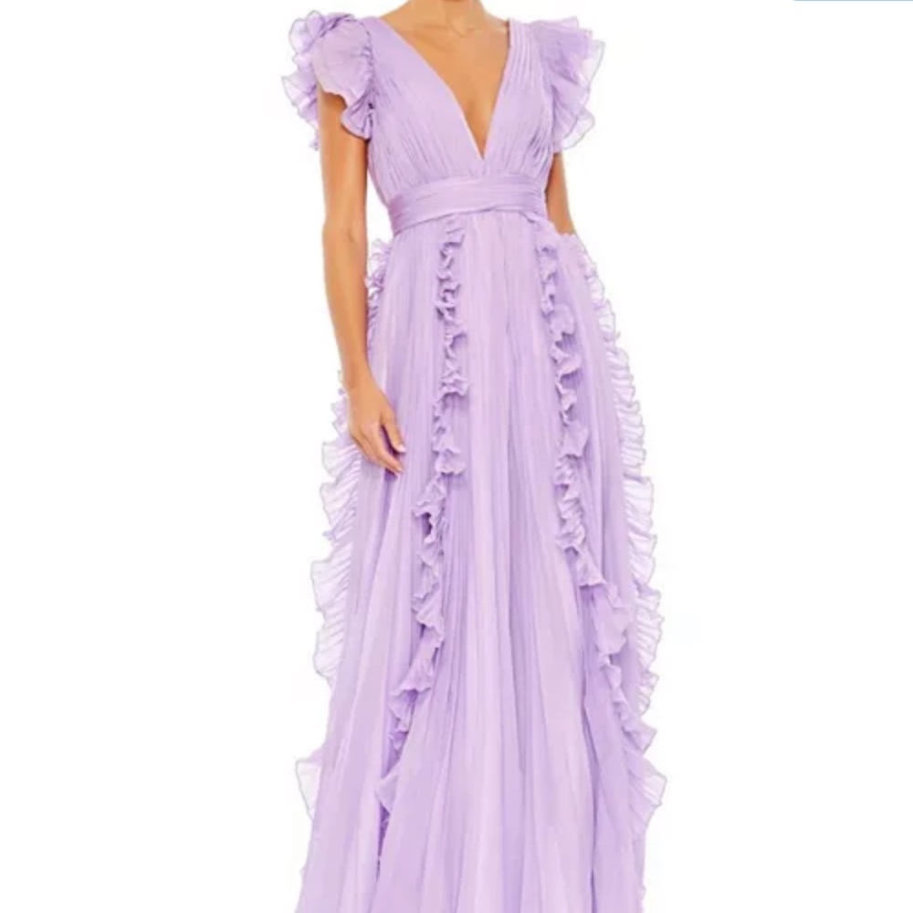 Mac Duggal Lavender Pleated Full Length Gown Size 16